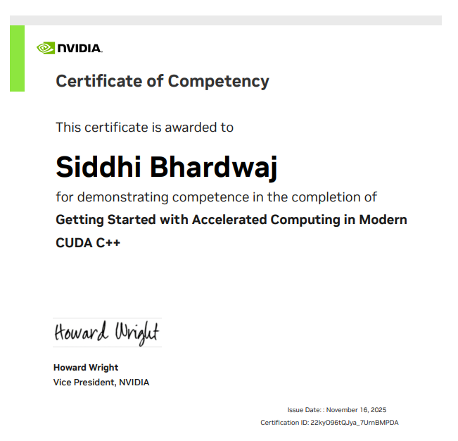 NVIDIA CUDA certificate
